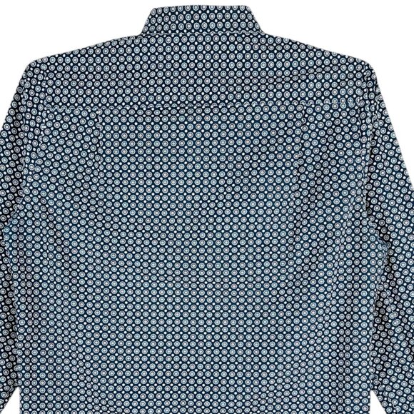 Van Heusen Men's Navy Floral Print Button-Up Shirt Size M 15-15.5 Long Sleeve - Picture 4 of 10